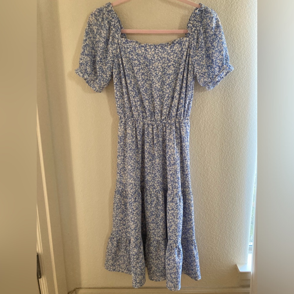 Blue and White Floral Dress